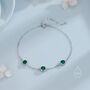 Sterling Silver Extra Tiny Emerald Green Cz Trio Bracelet, thumbnail 1 of 10