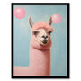 Bubblegum Lama Pastel Pink Blue Fun Kids Wall Art Print, thumbnail 5 of 6