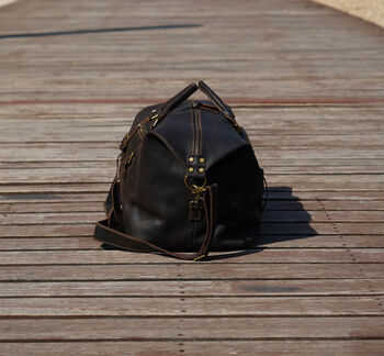 Genuine Leather Holdall With Front Pocket Detail, 11 of 12