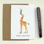 Giraffe Christmas Greeting Card, thumbnail 1 of 2