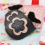 Dotty Fish Pink And Navy Flower Soft Leather Baby Shoes With Barefoot Soles, thumbnail 4 of 8