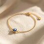 Turkish Blue Evil Eye Friendship Gold Plated Bracelet, thumbnail 1 of 4