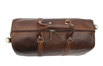 Luxury Brown Colombian Leather Holdall Personlaised, 7 of 11