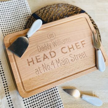 Personalised Head Chef Chopping Board, 4 of 4