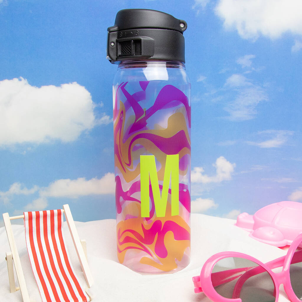 Personalised Initial Pink Marble Water Bottle By Proper Goose ...