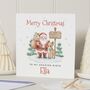 Personalised Niece Christmas Card Santa Reindeer, thumbnail 1 of 7