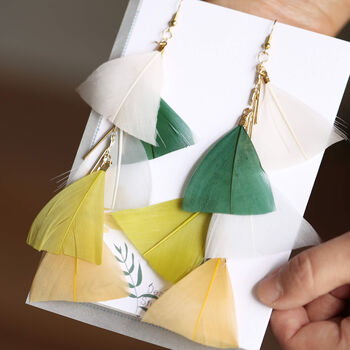 Triangle Feathers And Strands Drop Earrings In A Box, 2 of 4