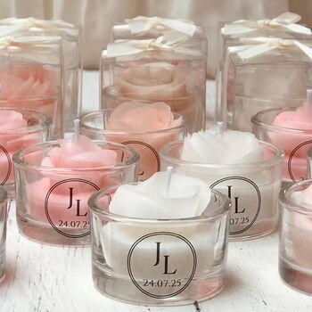 Wedding Favours Candle Roses, Party Personalised Guests Gifts, 5 of 11