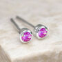 Mini Sterling Silver Bright Pink Opal Stud Earrings, thumbnail 3 of 11