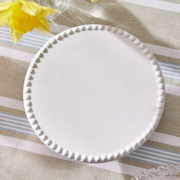 White Ceramic Cake Stand With Beaded Edge, 4 of 6