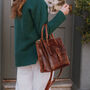 Brown Leather Pocket Tote Bag, thumbnail 1 of 5