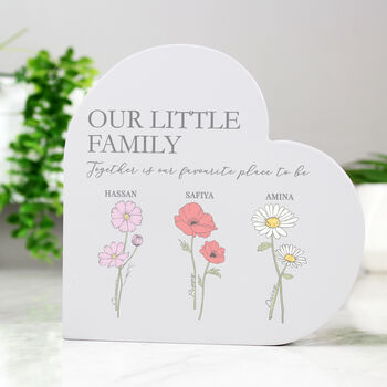 Personalised Family Birth Flowers Heart Ornament, 3 of 8