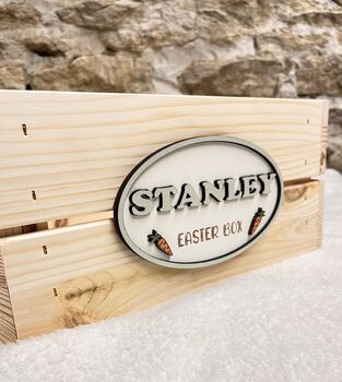 Personalised Easter Crate Name Sign Wooden Easter Box, 2 of 12