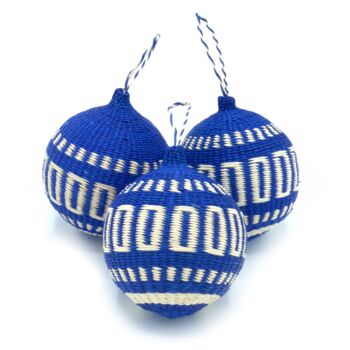 Blue And White Christmas Baubles Pack Of Three, 2 of 7