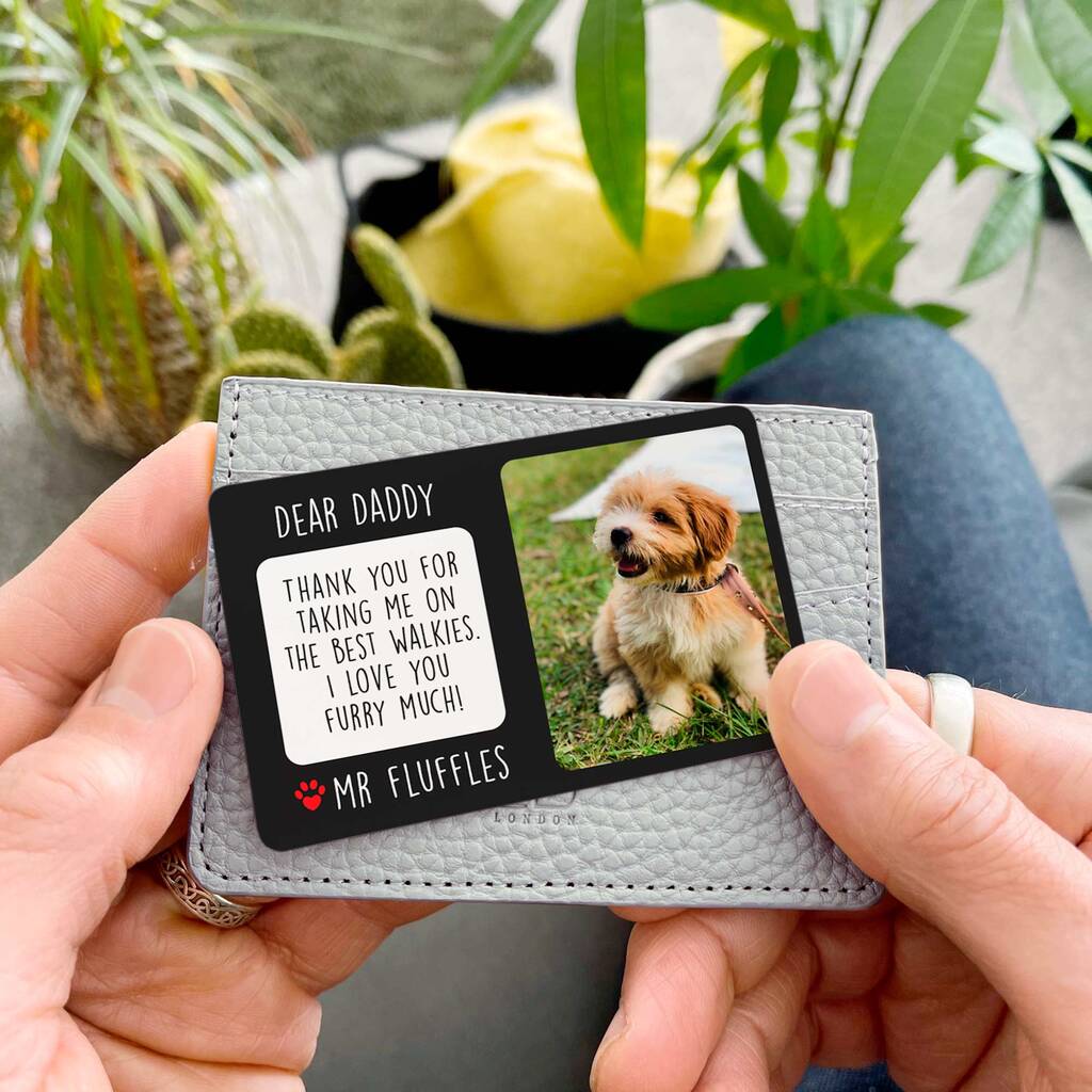 Personalised Pet Dad Photo Metal Wallet Card, 1 of 4