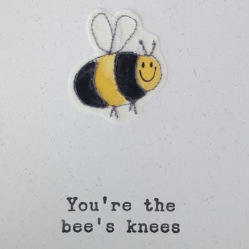 Embroidered Bees Knees Letter Press Card, 2 of 3