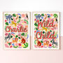 Personalised Pink Safari Name Print | Hand Painted Jungle Nursery Decor | Baby Girl Wall Art, thumbnail 7 of 9