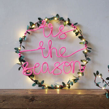 Tis The Season Holly Fairy Light Wreath, 2 of 3