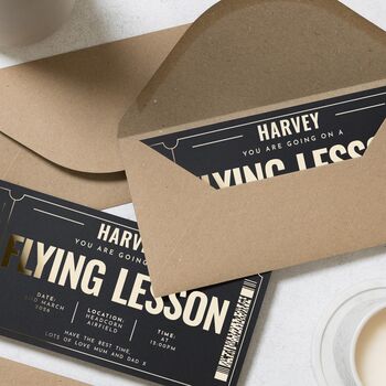 Flying Lesson Gift Voucher Gold Foil Personalised, 7 of 9
