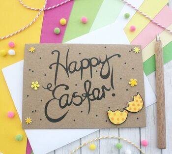 Happy Easter Card, Hand Lettered Card With Easter Eggs, 2 of 8