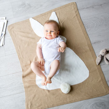 Personalised Baby's Bunny Fine Cotton Knit Blanket, 2 of 12