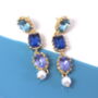 Chunky Crystal Drop Pearl Earrings, thumbnail 1 of 2