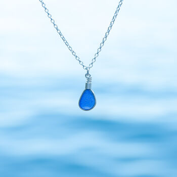 Cornish Sea Glass Pendant Blue, 5 of 6