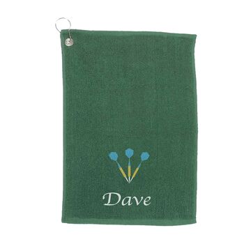 Embroidered Darts Towel With Name And Carabina, 2 of 7