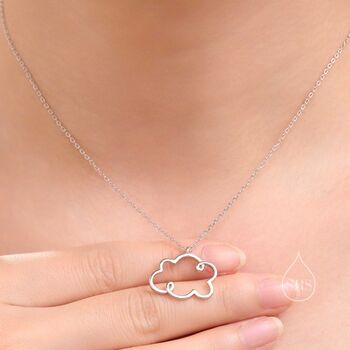 Sterling Silver Cloud Outline Pendant Necklace, 5 of 11