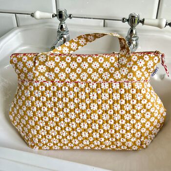 Tall Wash Bag With Handles Ochre Daisy, 3 of 5