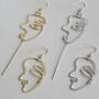 Sterling Silver Abstract Face Dangle Earrings, thumbnail 1 of 6