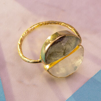 Adjustable Gold Plated Labradorite And Moonstone Ring, 2 of 12
