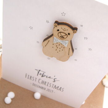 Personalised Babies First Christmas Bert Bear Card, 5 of 6