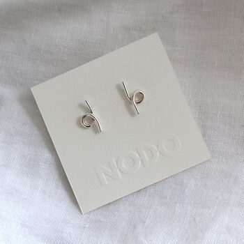 Knot Stud Earrings In Recycled Silver Or Brass, 3 of 3
