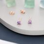 Amethyst Purple Crystal Stud Earrings, thumbnail 1 of 11