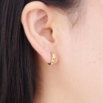 Thick Gold Huggie Hoops, 12 Mm Huggie Hoop Earrings, Minimalistic Hoops, 2 of 7