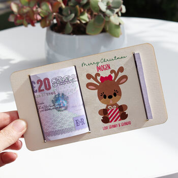 Personalised Christmas Reindeer Money Gift Holder, 4 of 8