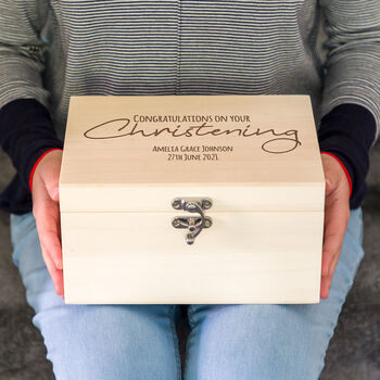 Personalised Christening Keepsake Box, 2 of 5