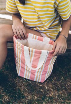 Quilted Mini Tote Bag In Stripe, 2 of 6