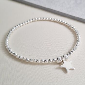 Sterling Silver Bracelet With Silver Star Charm, 4 of 5