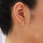 Foil Effect Oval Hoop Earrings In Sterling Silver, thumbnail 6 of 9