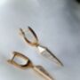 Rose Gold Geometric Cz Pave Spike Drop Earrings Rectangle Hoops, thumbnail 5 of 10