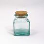 Set Of Recycled Glass Storage Jars | Square + Cork Lids, thumbnail 2 of 5