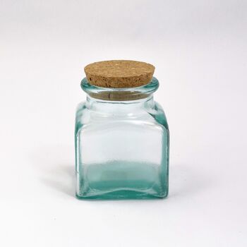 Set Of Recycled Glass Storage Jars | Square + Cork Lids, 2 of 5