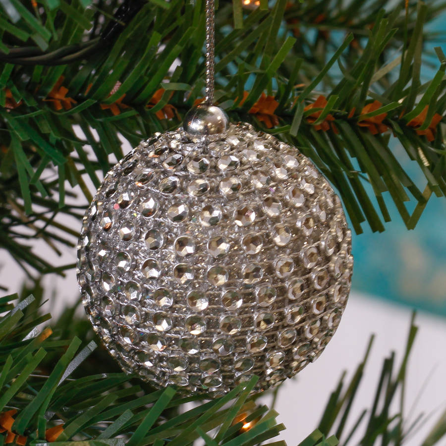 petite shimmering silver festive bauble set by dibor ...