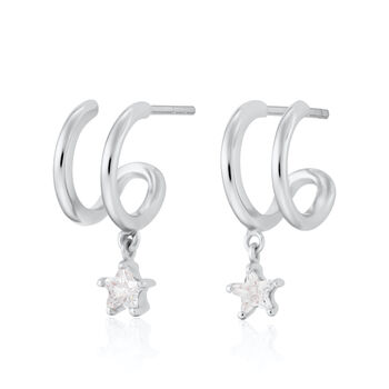 Illusion Hoop Earrings With Star Drop, 6 of 7