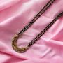 Half Moon Zircon Mangalsutra Black Beads Necklace, thumbnail 3 of 6