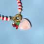 Pink And Red Gemstone Necklace With Heart And Fruit Charms, thumbnail 4 of 5