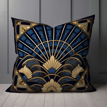 Deco Elegance In Blue Art Deco Cushions Design Four, 6 of 8