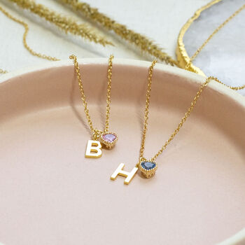 Personalised Heart Birthstone Charm Necklace, 8 of 11